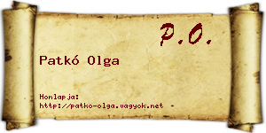 Patkó Olga névjegykártya