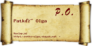 Patkó Olga névjegykártya